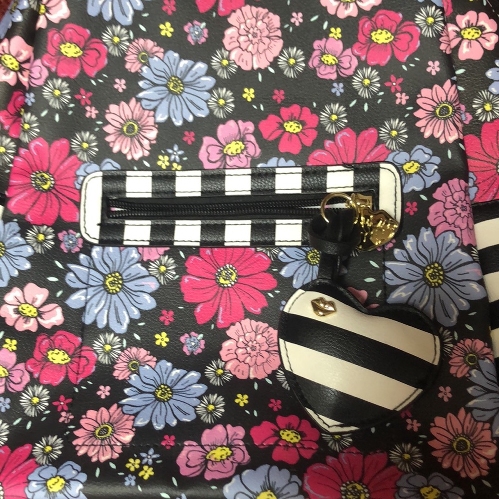 Luv Betsey Multi-Colored Floral Stripe Small Backpack - Faux Leather - Picture 4 of 13